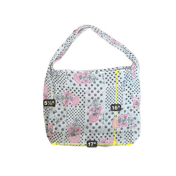 FREE PEOPLE Gauzy Shopper Reusable Tote Bag Stars Dots Floral Boho Market Sling - Picture 4 of 4